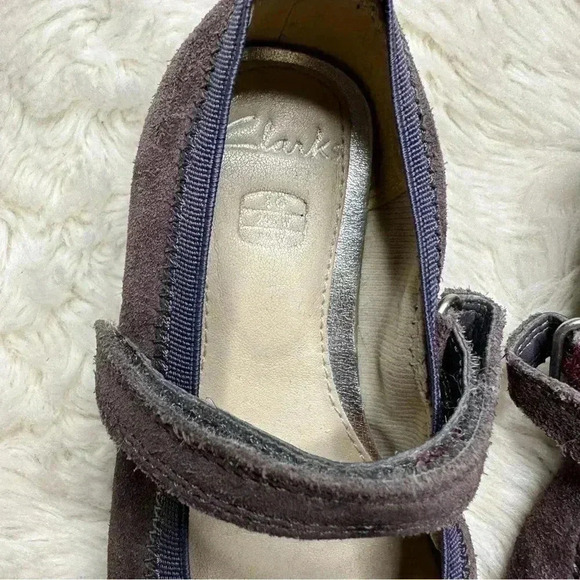 Clarks Ballet Flats Purple Silver Velvety Toddler Size 8 - Picture 12 of 16